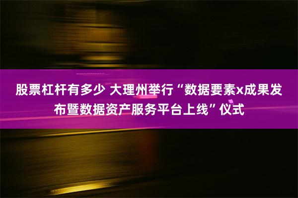 股票杠杆有多少 大理州举行“数据要素x成果发布暨数据资产服务平台上线”仪式