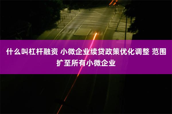 什么叫杠杆融资 小微企业续贷政策优化调整 范围扩至所有小微企业